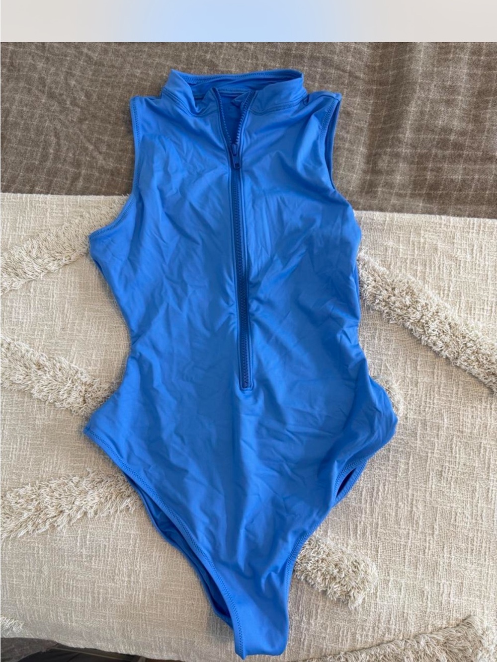 SKIMS Electric Blue Zip-Up One-Piece Swim